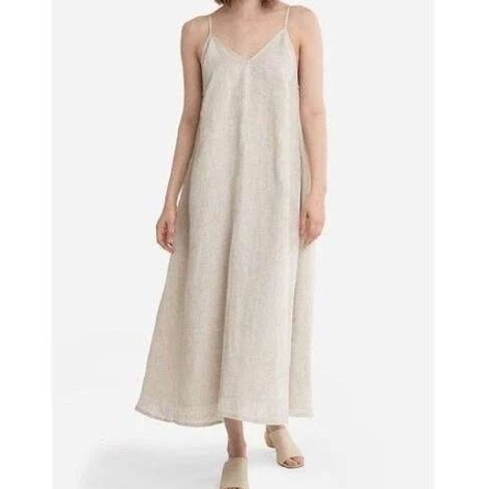 Laude the Label 100% Organic Linen Flowy Maxi Dress Sz L/XL Boho Beach Resort